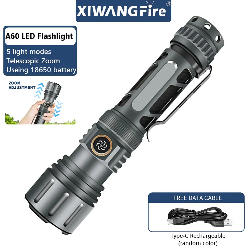 XIWANGFIRE A60 Hochleistungs-LED-Taschenlampe, superhell, 1000 lm, EDC-Taschenlampe, tragbare Blitzlichter, Angeln, Camping, Outdoor-Laterne Image