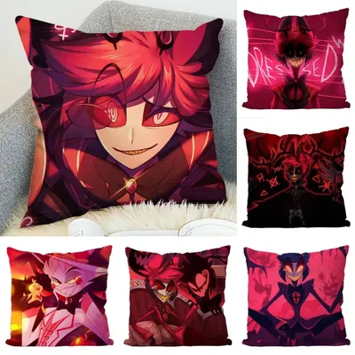 Hazbin Hotel Alastor Kissenbezug, luxuriös, doppelseitig, für Autokissen, 45 x 45 cm, Kissenbezug, Heim- und Dekoration, Sofa-Kissenbezug 50 Image