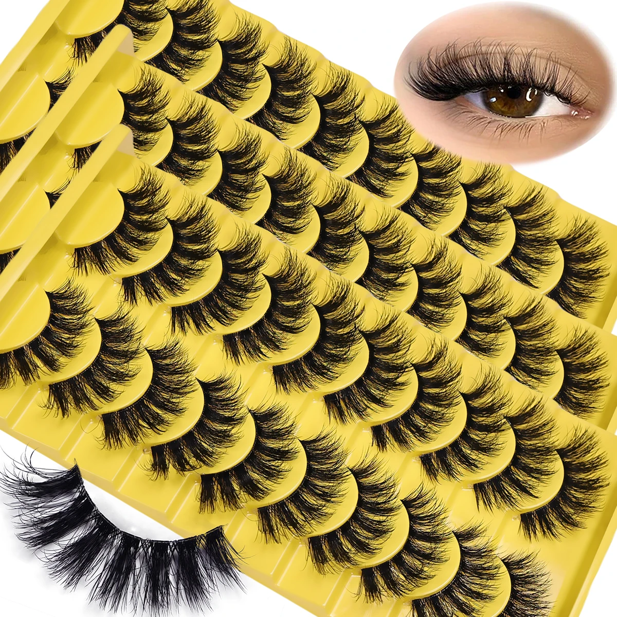 30 Paare/3 Pack Flauschige Gefälschte Wimpern Wispy Falsche Wimpern Dickes Volumen Gefälschte Wimpern Lockige Gefälschte Wimpern Image
