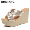 Hochwertige Sommer keils andalen für Frauen 8cm 11cm hoher Absatz neu 2024 Größe 32 33 43 Plattform offener Zeh eleganter Schuh schwarz gold