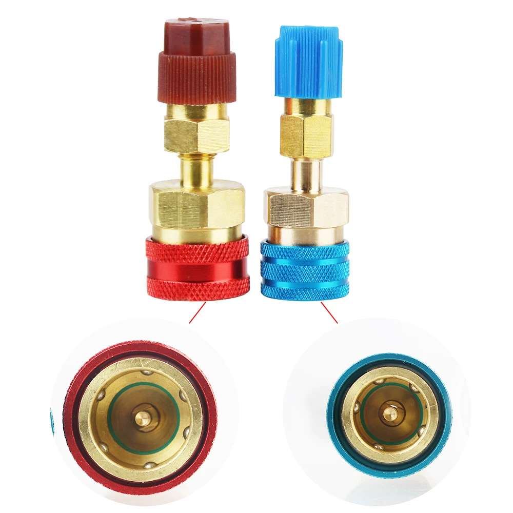 R1234YF High Low Side Adapter Fitting Schnellmontage Koppler Stecker Messing Adapter Auto Klimaanlage Kältemittel Auto Werkzeuge Image