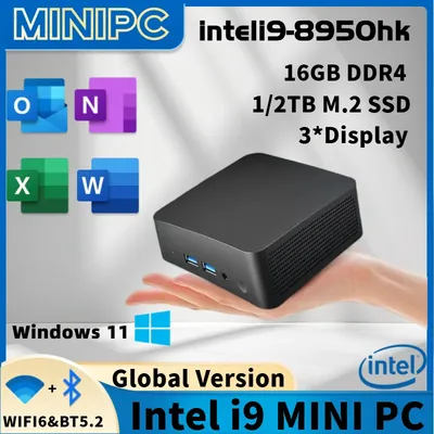 Mini PC Windows 11 Computer Gaming Intel Core i9 8950HK 16GB DDR4 1TB SSD BT5.2 4K HD WIFI 6 Portable PC Desktop Computer