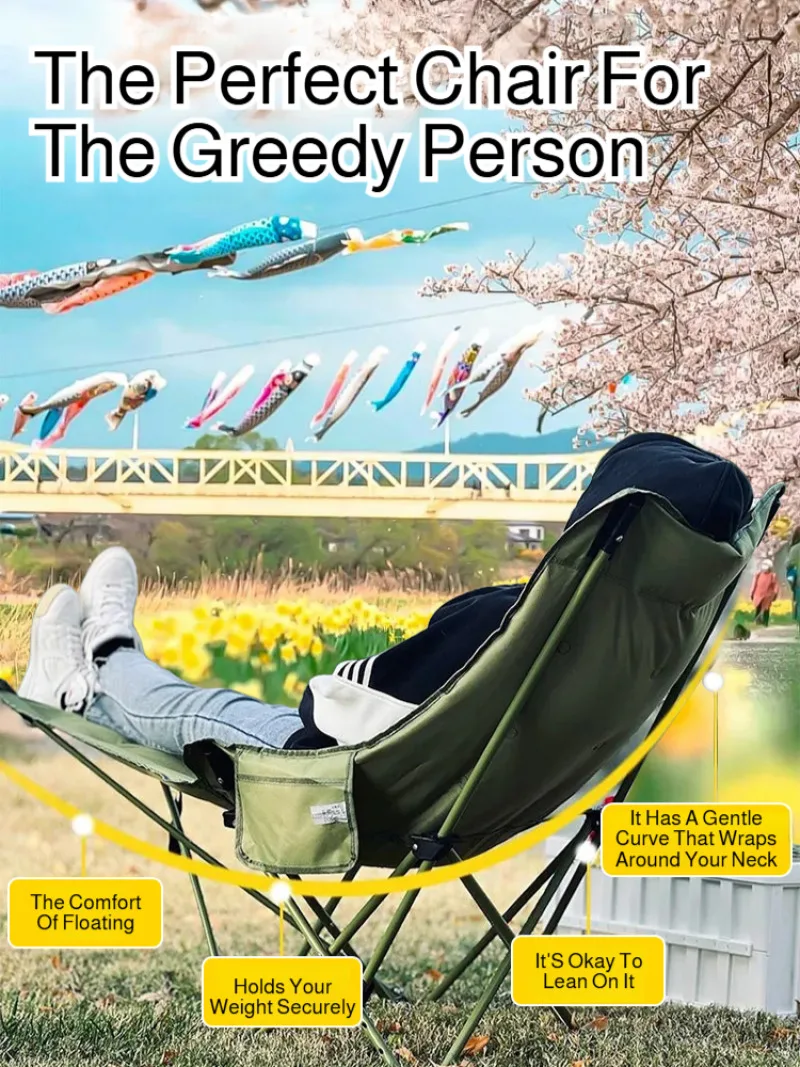 【Tragbarer klappbarer Strandstuhl】Verstellbarer Loungesessel für den Außenbereich – leichter Liegestuhl mit Tragetasche, Sonnenbaden und Image