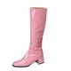 Lizoleor Sweet Patent Block Heel Square Toe Women Knee High Boots Back Zipper Wide Fit Mid Heel Wedding Dress Long Boots Pink Size 1.5 UK/34