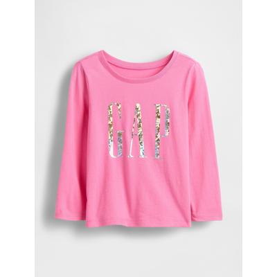 Gap Pink Sequin Logo Crew Neck Long Sleeve T-Shirt (6mths-5yrs)