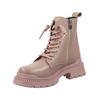 Schnürstiefelette ILC "ILC Stiefelette Leder", Damen, Gr. 38, rosa (powder), Leder, casual, Schuhe