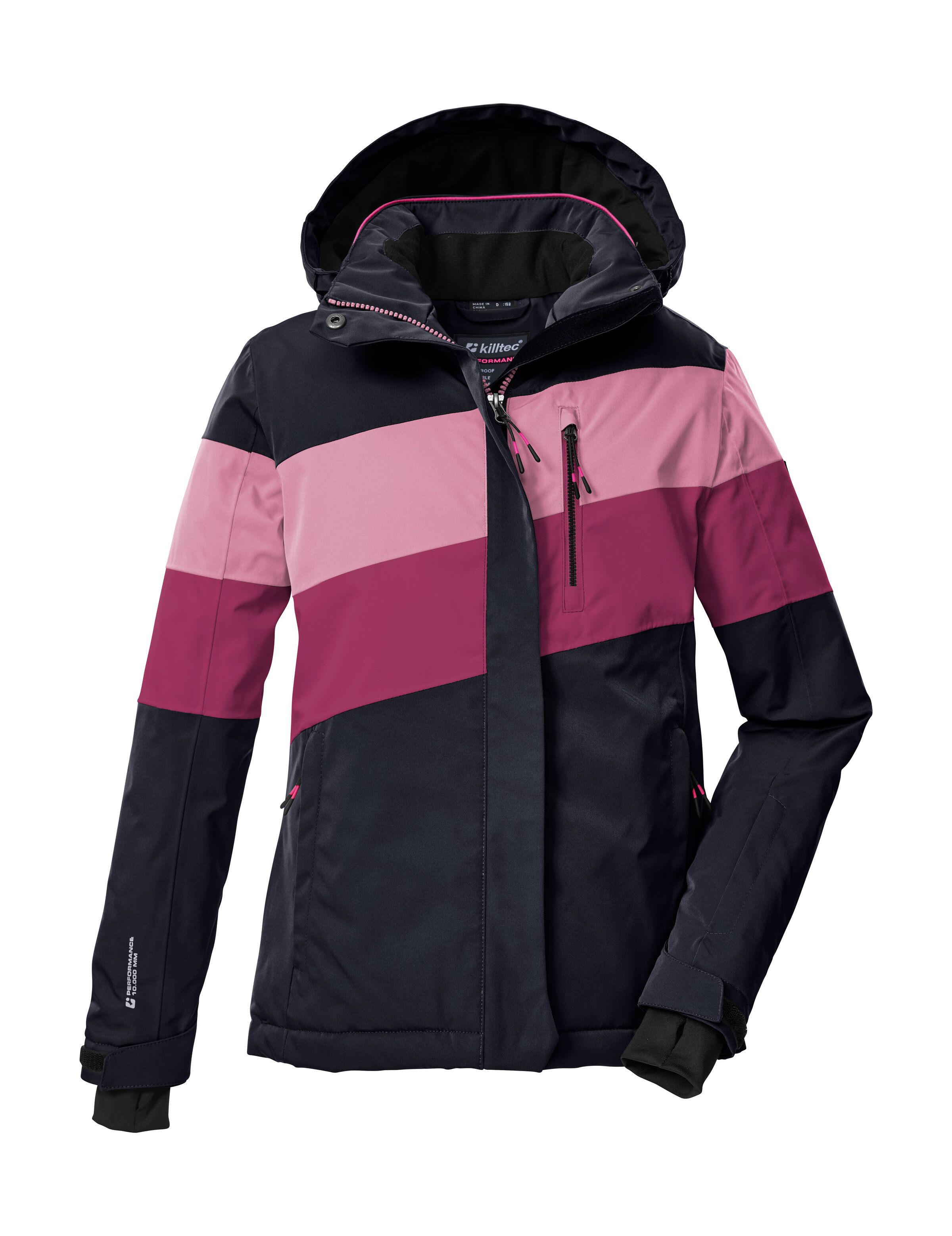 Skijacke KILLTEC "KSW 197 GRLS SKI JCKT", Kinder, Gr. 140, schwarz, Oberstoff: 100% Polyester, Futter: 100% Polyester, Füllung: 100% Polyester, Jacken, Wasserdicht, atmungsaktiv, verstellbare Kapuze, viele Taschen Image