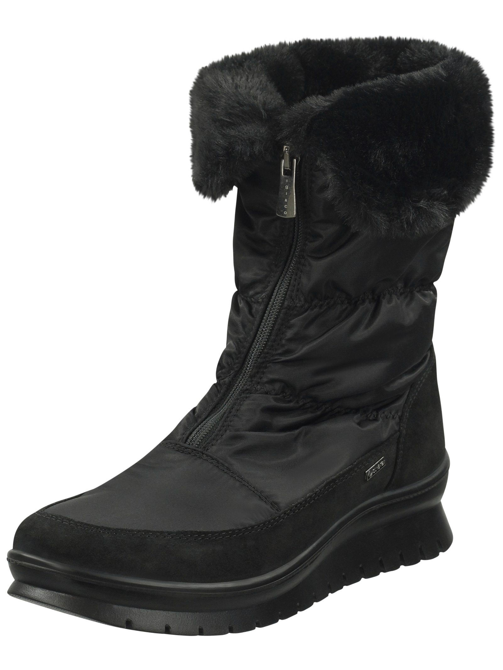 Stiefelette IGI & CO "IGI & CO Stiefelette Leder/Textil", Damen, Gr. 37, schwarz, Leder, Textil, Casual, Schuhe