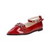 Riemchenballerina BUFFALO "Buffalo Ballerinas Lederimitat", Damen, Gr. 38, rot lack, Lederimitat, casual, Schuhe