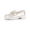 Slipper GABOR "Gabor Slipper Leder", Damen, Gr. 38,5, puder, Leder, casual, Schuhe