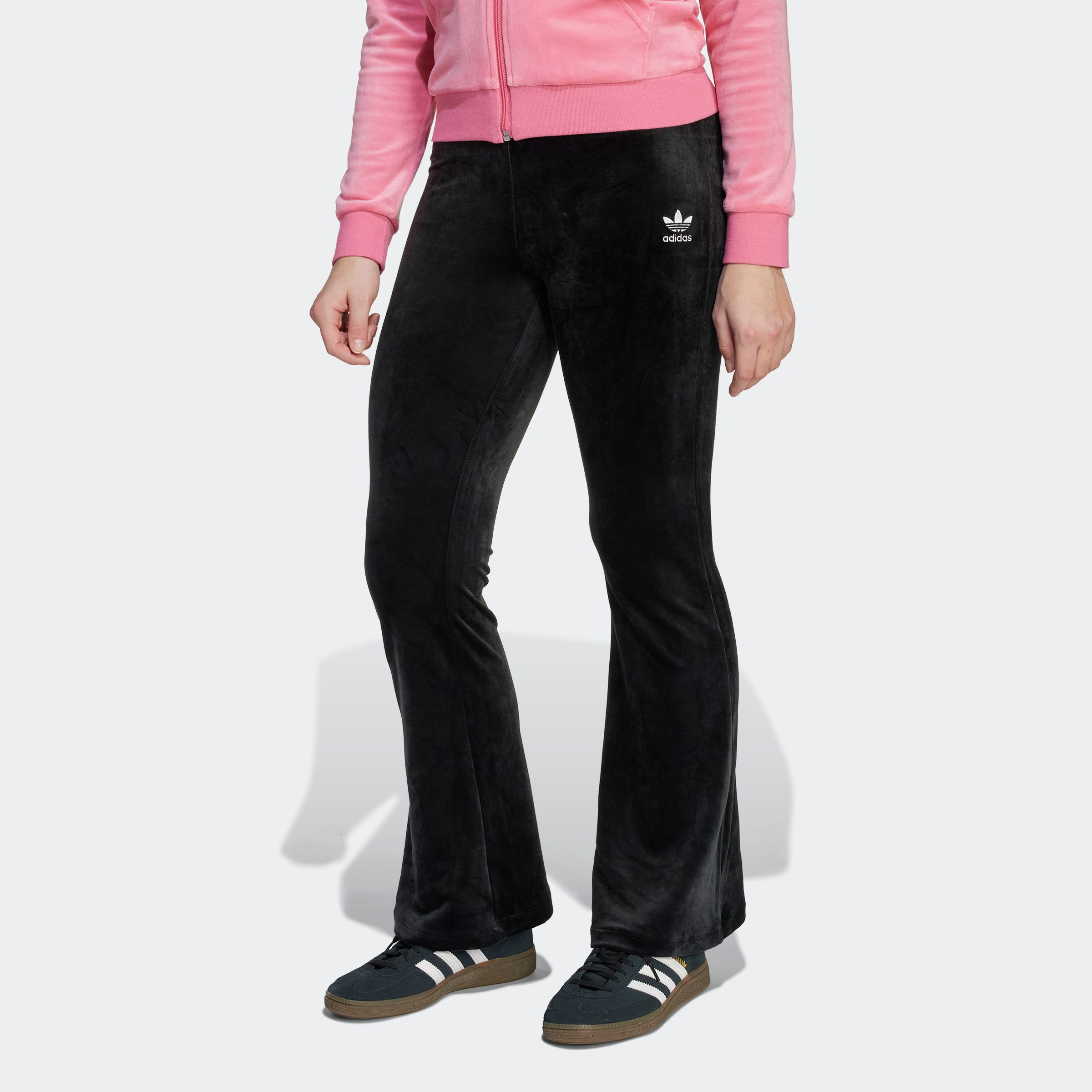 Sporthose ADIDAS ORIGINALS "VELOUR PANTS", Kinder, Gr. 140, N-Gr, schwarz-weiß (schwarz, weiß), Obermaterial: 94% Polyester, 6% Elasthan, Hosen Image
