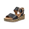 Keilsandalette GABOR "Gabor Sandalen Nappaleder", Damen, Gr. 42, schwarz, Nappaleder, casual, Schuhe