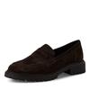 Slipper TAMARIS, Damen, Gr. 38, braun (mokka), Veloursleder, unifarben, klassisch, Schuhe, Blockabsatz, Loafer, Businesschuh mit Touch it-Ausstattung