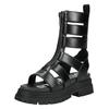 Schaftsandalette BUFFALO "Buffalo Sandalen Lederimitat", Damen, Gr. 40, schwarz, Lederimitat, casual, Schuhe