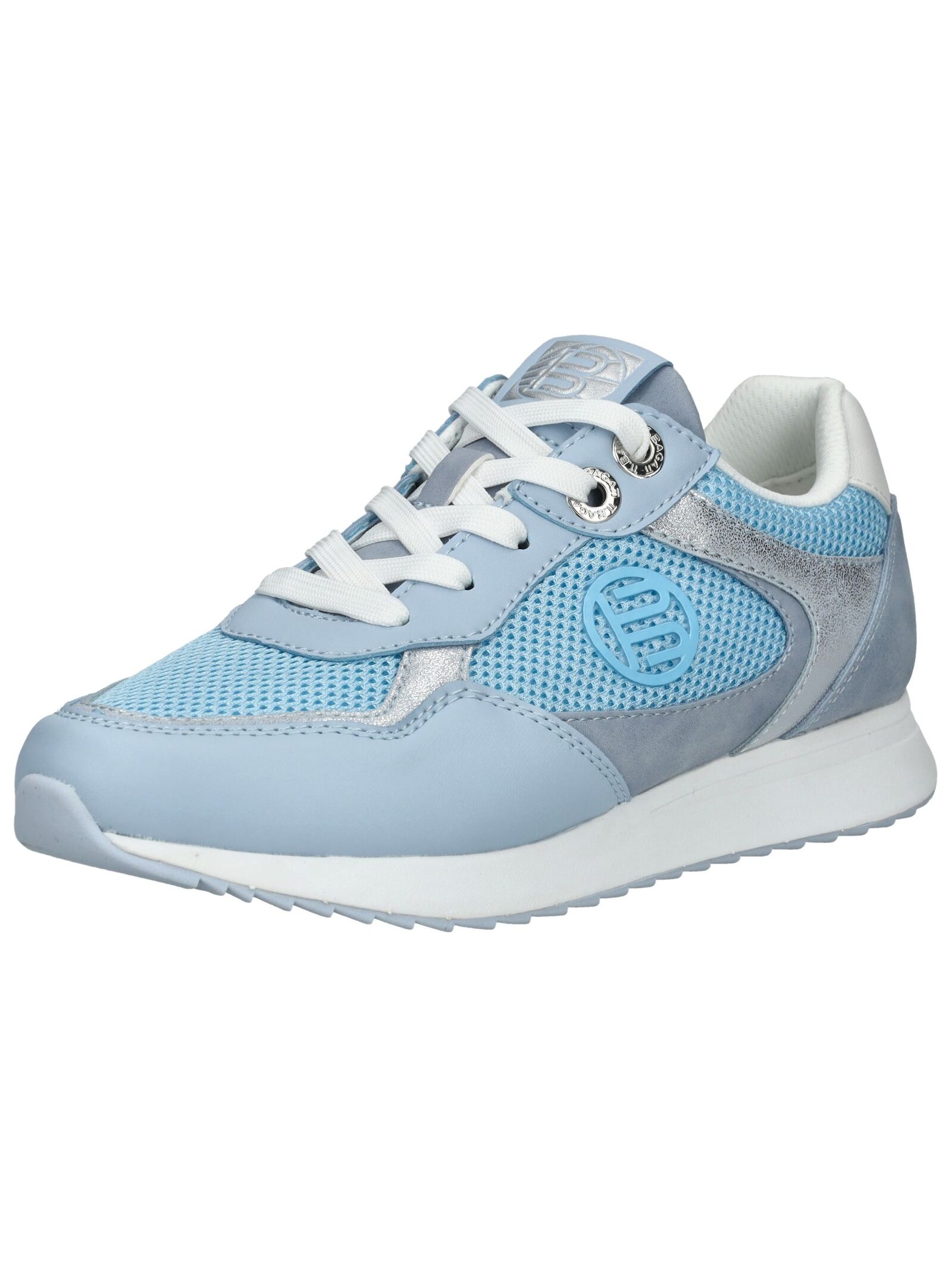 Sneaker BAGATT "BAGATT Sneaker Lederimitat/Mesh", Damen, Gr. 40, blau (hellblau), Lederimitat, Textil, Casual, Schuhe