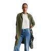 Cardigan MARC O'POLO DENIM "aus Soft Cotton Stretch", Damen, Gr. L, grün (medium grün melange), Obermaterial: 58% Baumwolle, 25% Polyamid, 17% Polyester, unifarben, casual, relaxed fit, Langarm Rippbündchen, Strickjacken