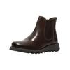 Keilstiefelette FLY LONDON "Fly London Stiefelette Leder/Textil", Damen, Gr. 37, braun (dunkelbraun), Leder, Textil, casual, Schuhe