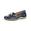 Mokassin GEOX "Geox Slipper Leder", Damen, Gr. 36, blau (blau, beige), Leder, casual, Schuhe