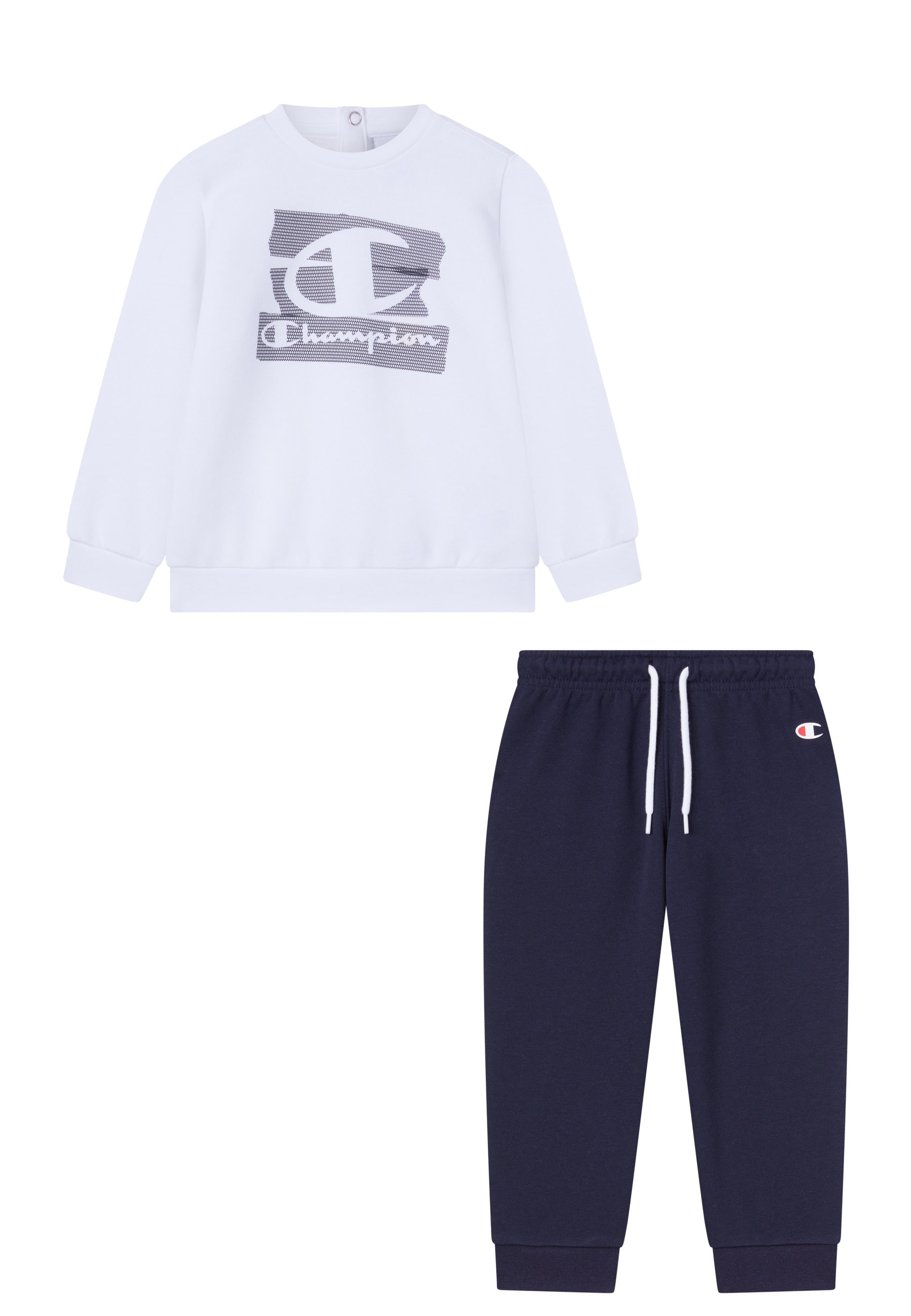 Jogginganzug CHAMPION "Crewneck Suit", Kinder, Gr. 74, wht, nny, Obermaterial: 54% Baumwolle, 46% Polyester, Sportanzüge Image