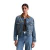 Jeansjacke MARC O'POLO "aus Circulose", Damen, Gr. XS, tinted vintage blau wash, Obermaterial: 79% Baumwolle, 20% Viskose, 1% Elasthan, unifarben, casual, relaxed fit, Langarm Manschette, Jacken