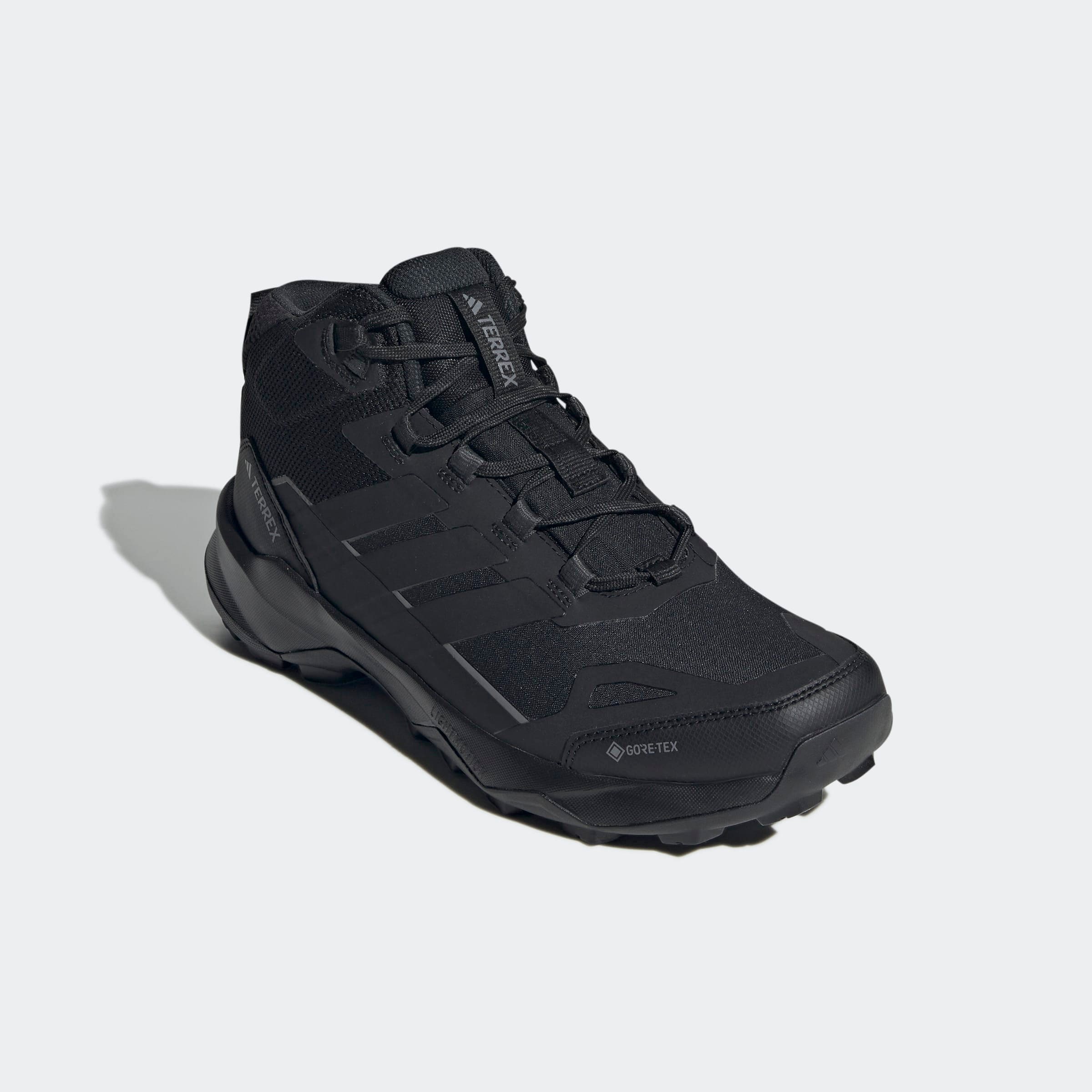 Wanderschuh ADIDAS TERREX "TERREX SKYCHASER AX5 MID GORE-TEX", Herren, Gr. 42, schwarz (core schwarz, core schwarz, carbon), Synthetik, Textil, Schuhe Wanderschuh, wasserdicht, Topseller
