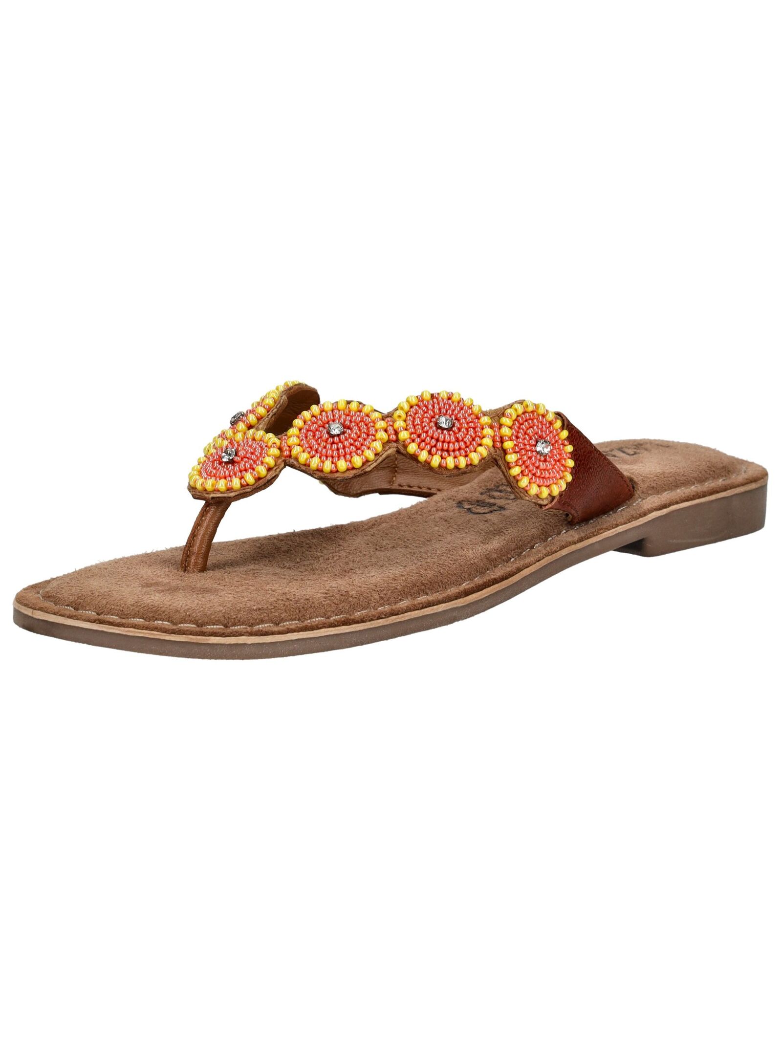 Zehentrenner LAZAMANI "Lazamani Zehensteg Leder", Damen, Gr. 39, orange, Leder, Schuhe Zehentrenner