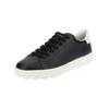 Sneaker GEOX "Geox Sneaker Leder", Damen, Gr. 38, schwarz (schwarz, weiß), Leder, casual, Schuhe