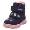 Winterboots SUPERFIT "HUSKY1 WMS: mittel", Kinder, Gr. 23, blau (blau, rosa), Textil, casual, Schuhe, Snowboots mit wasserdichtem GORE TEX, Größenschablone zum Download