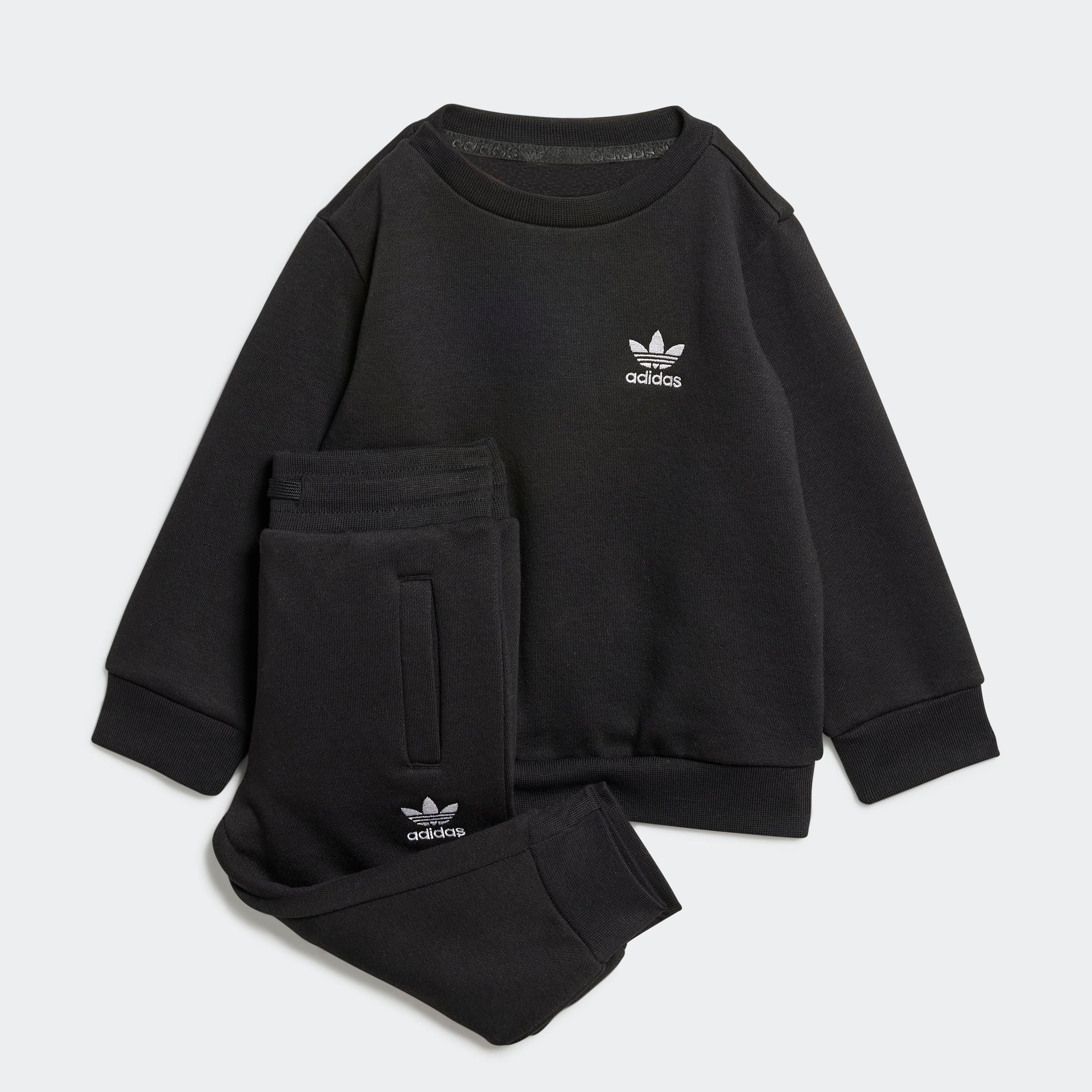 Trainingsanzug ADIDAS ORIGINALS "TREFOIL CS", Kinder, Gr. 74, schwarz, Obermaterial: 70% Baumwolle, 30% Polyester, sportlich, Sportanzüge Image