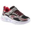 Sneaker SKECHERS "SKECHERS METEOR-LIGHTS", Kinder, Gr. 32, rot (grau, schwarz, rot), Lederimitat, Textil, kontrastfarbene Details, metallic, sportlich, Schuhe, Klettschuh mit Blinkfunktion, Größenschablone zum Download