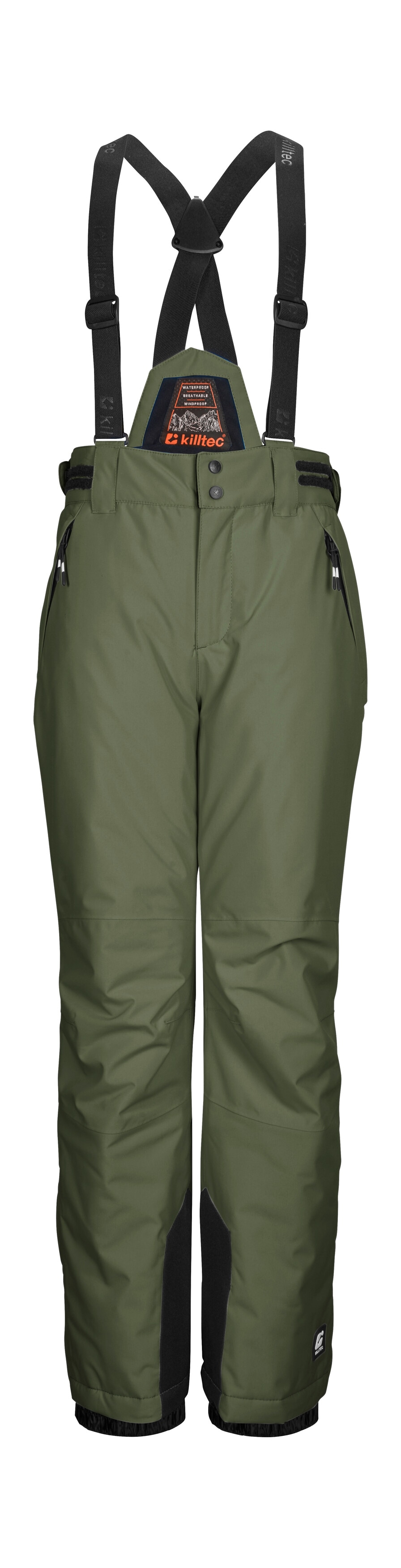 Skihose KILLTEC "KSW 214 BYS SKI PNTS", Kinder, Gr. 176, Normalgrößen, grün (olivgrün), Oberstoff: 100% Polyester, Futter: 100% Polyester, Füllung: 100% Polyester, Hosen, Wasserdichte, atmungsaktive Skihose mit verstellbarem Latz. Image