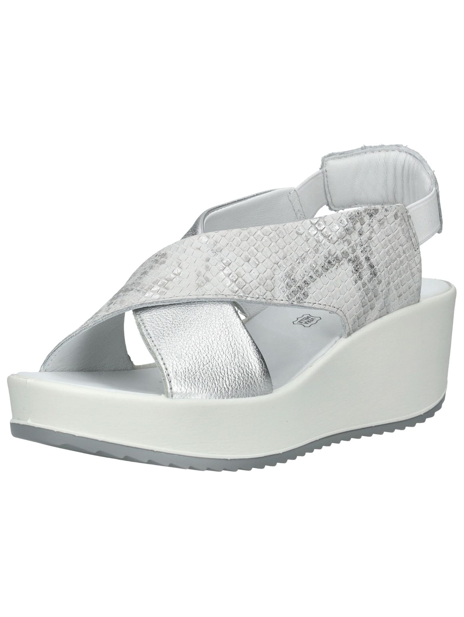 Keilsandalette IGI & CO "IGI & CO Sandalen Leder", Damen, Gr. 38, silber (weiß, silber), Leder, Schuhe