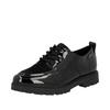 Schnürschuh RIEKER, Damen, Gr. 38, schwarz, Lacklederimitat, Textil, glänzend, sportlich, Schuhe, Loafer, Halbschuh, Business-Schuh mit weicher Innensohle