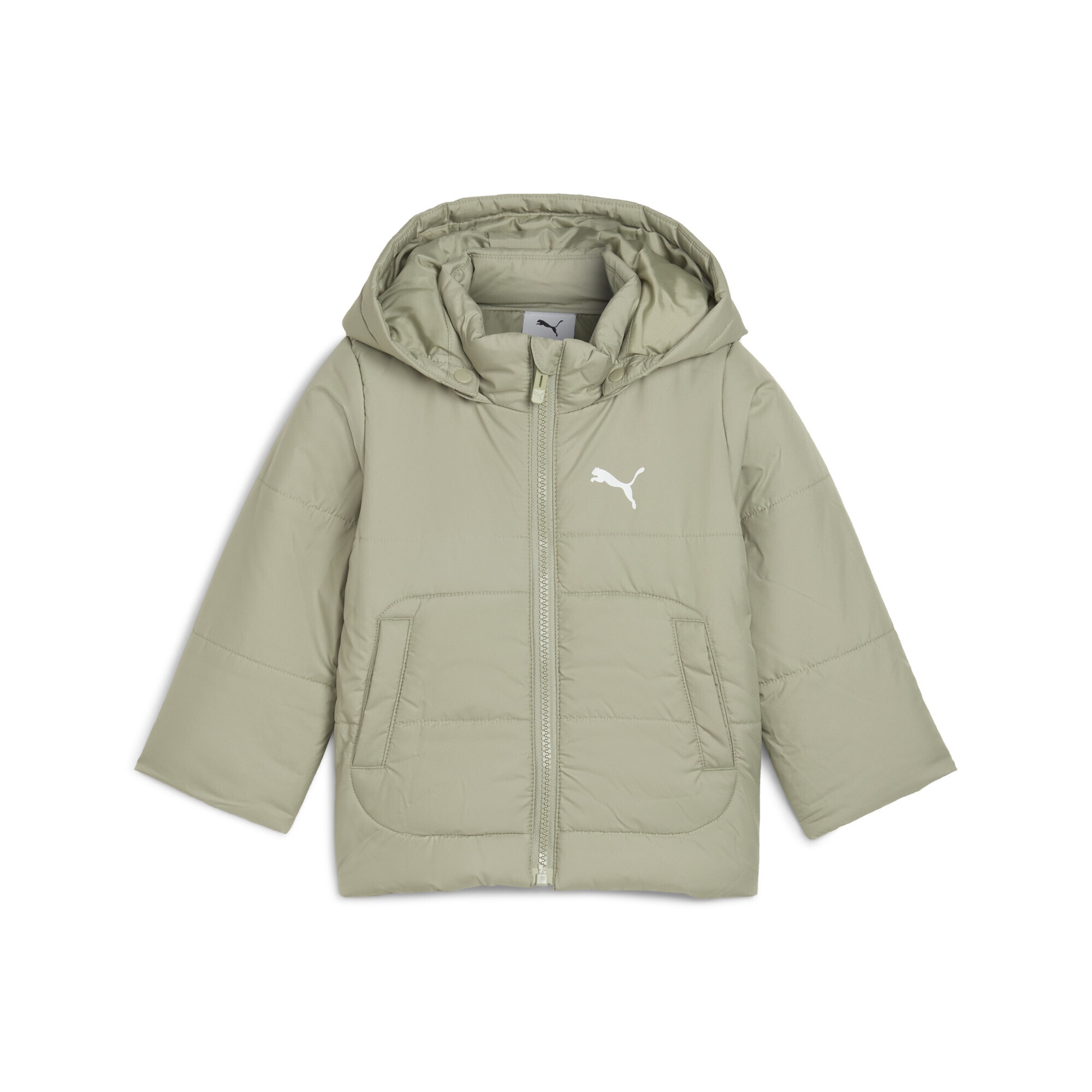 Winterjacke PUMA "Minicats Wattierte Kapuzenjacke Kinder", Kinder, Gr. 86, grün (lux army grün), Obermaterial: 100% Polyester; Futter: 100% Polyester; Füllung: 100% Polyester; Seitentasche – Unten: 100% Polyester, Jacken Image