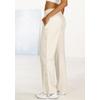 Loungepants FRENCH CONNECTION, Damen, Gr. 48/50, N-Gr, beige, Obermaterial: 70% Viskose, 25% Polyamid, 5% Elasthan, unifarben, bestickt, modisch, bequem lang, Hosen, mit Druckknöpfen seitlich am Bein