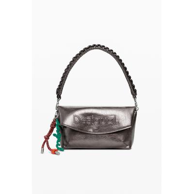Medium metallic flap bag with 3D logo