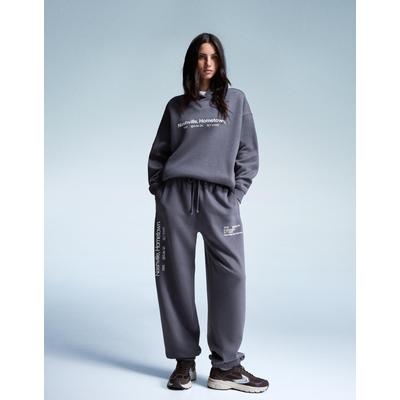 Bershka Printed Joggers Women S Dark Grey