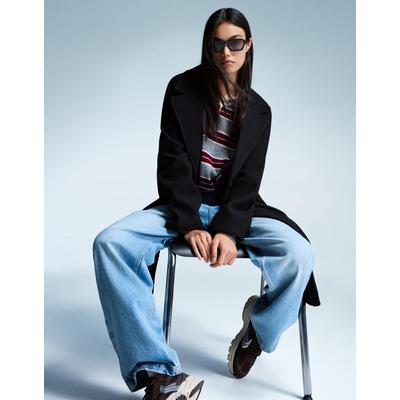 Bershka Long Soft Coat Women Xs Black