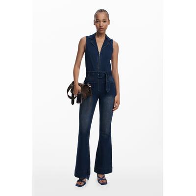 Flared denim jumpsuit
