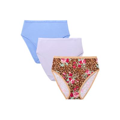 Plus Size Women's Hi-Cut Cotton/Spandex Panty 3-Pack by Avenue Body in Leopard Floral Pack (Size 26/28)