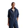 Overall MARC O'POLO DENIM "aus Rigid Denim", Damen, Gr. XL, Normalgrößen, blau (dunkelblau), Obermaterial: 100% Baumwolle, unifarben, casual, relaxed fit lang, Langarm, Overalls