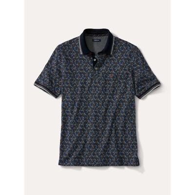 Walbusch Herren Bügelfrei-Polo Bicolor Blau gemustert Image