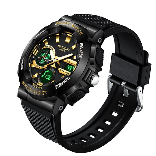 Sanda, orologio da polso digitale da uomo di lusso di alta marca, militare, impermeabile, sportivo, con doppio display, 3365