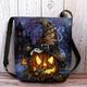 Borsa a tracolla da donna a forma di zucca di Halloween - stampa con cappello da strega e gatto, tracolla regolabile, borsa a tracolla leggera floccata, perfetta per feste di Natale e dolcetti o scherzetti