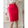 Plus Größe Frauen 2025, Koreanische Mode, Elegante Hohe Taille, Figurbetonter Rock, Große Größe Bleistift Rote Röcke Sexy Büro Midi Mujer Faldas