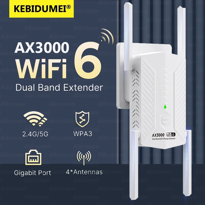 AX3000 WiFi 6 Repeater 5G 2,4G Dual Band Signal Booster 802,11 ax Wi-Fi Extender Für Home Office Signal Gigabit Netzwerk Verstärker Image