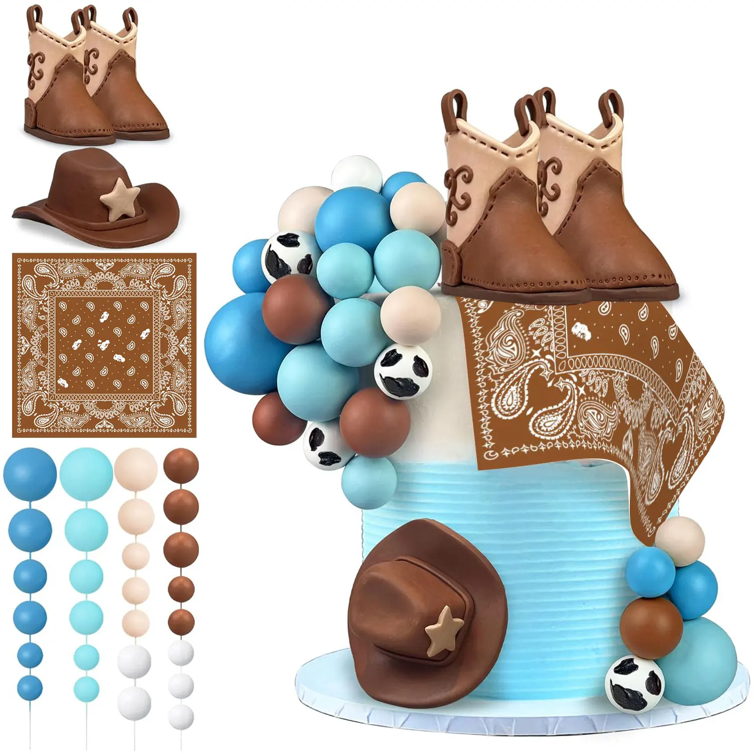 31 Stück Cowboyhut und Stiefel Kuchendeckel Western Cowboy Cowgirl Geburtstag Babyparty für Westernthema Partygeschenke Zubehör Image