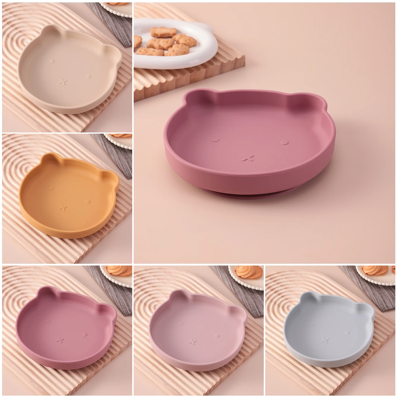 1PCS Bär Silikon Baby Gerichte Platte Sucker Fütterung Schüssel BPA FREI Tablett Kleinkind Training Essentials kinder Geschirr