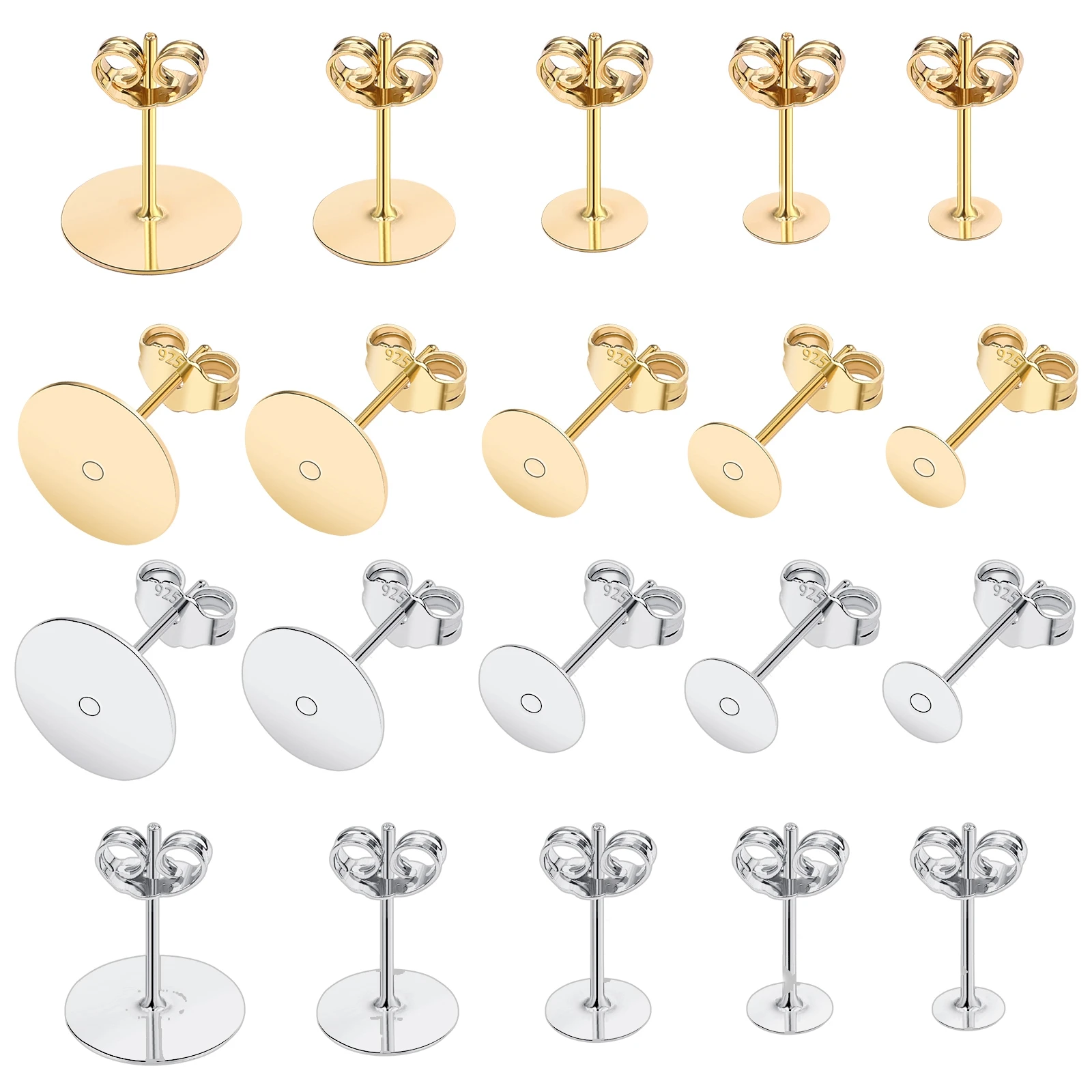 20 teile/los 925 Silber kupfer Überzogene Ohrring Haken Post Stud Basis Blank Post Ohrring Bolzen Basis Pin DIY Schmuck Machen Großhandel