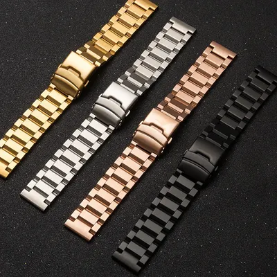 18mm 19mm 20mm 21mm 22MM 23mm 24mm 25mm Edelstahlarmband Metall Uhrenarmband Gliederarmband Armband Schwarz Silber Roségold Image